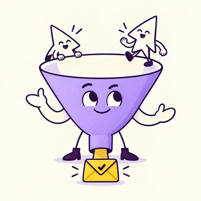 A friendly funnel guiding cursor visitors into an enquiry.